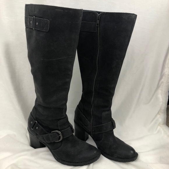 BORN Buckle Leather Moto Boots Tall {Charcoal} - Picture 10 of 11